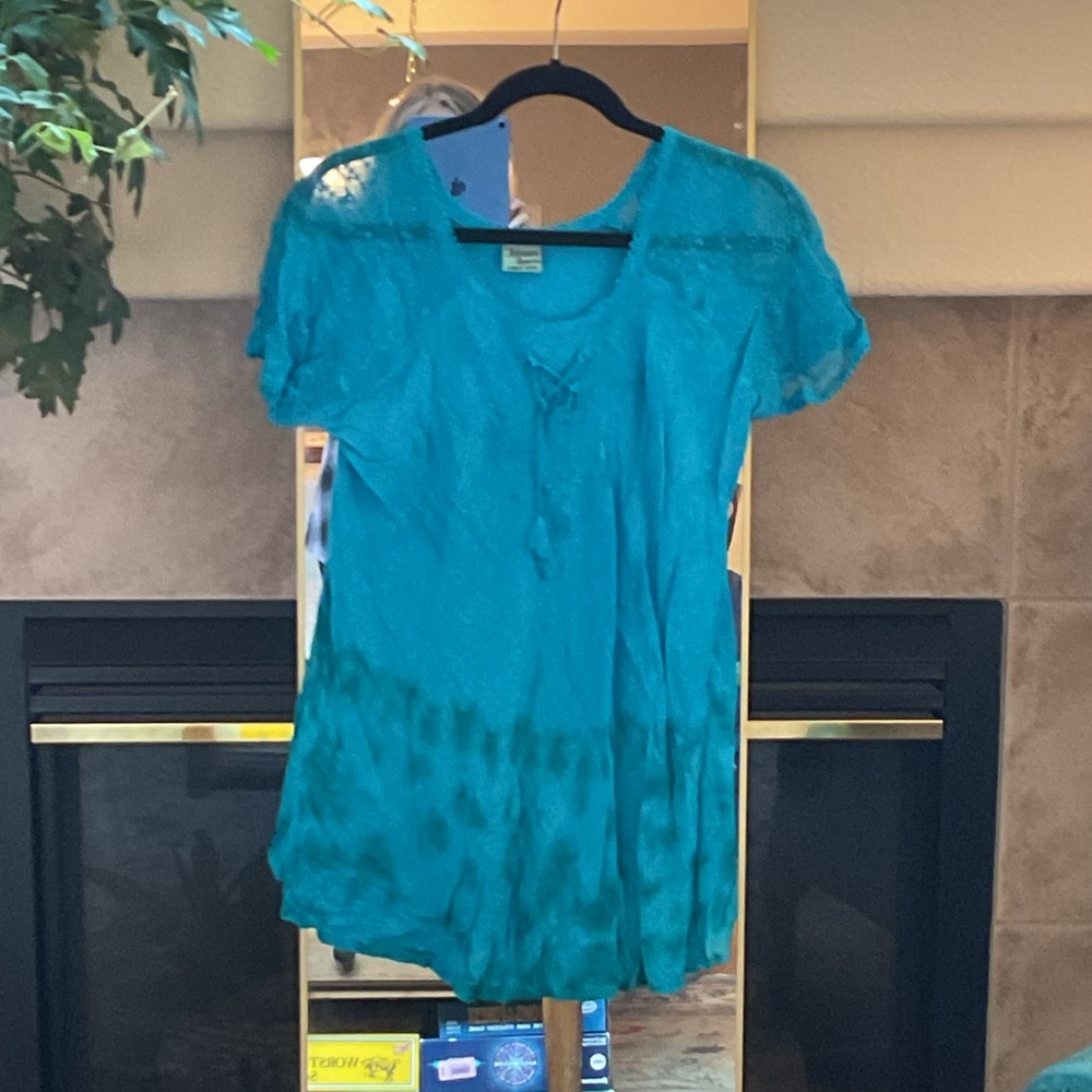 Teal Boho Lace Women's Top